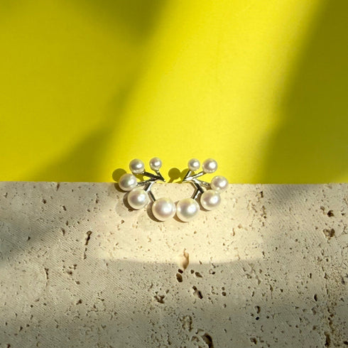 Sparkle Pearl Silver Earrings